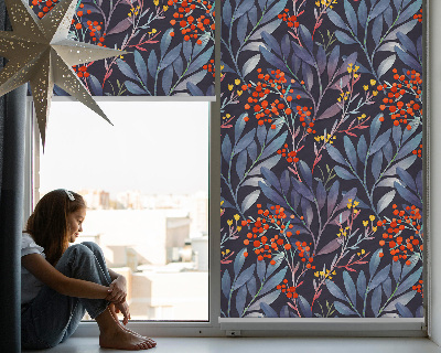 Fabric roller blind Dark leaves and rowan