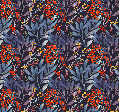 Fabric roller blind Dark leaves and rowan
