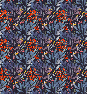 Fabric roller blind Dark leaves and rowan