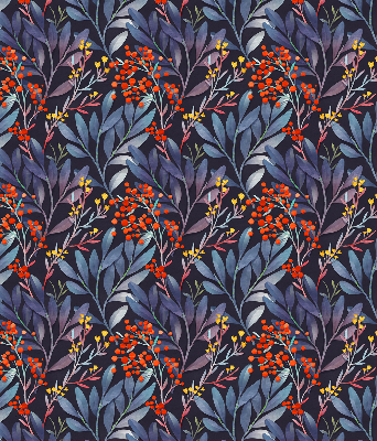 Fabric roller blind Dark leaves and rowan