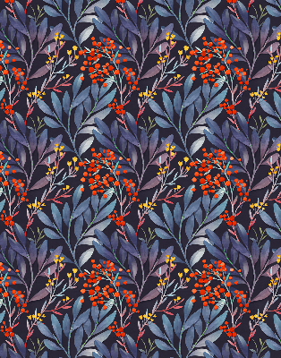 Fabric roller blind Dark leaves and rowan