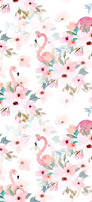 Fabric roller blind Flamingos among the flowers