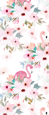 Fabric roller blind Flamingos among the flowers