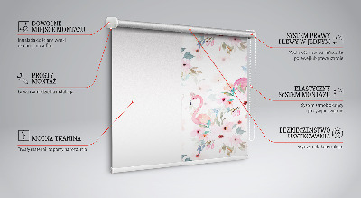 Fabric roller blind Flamingos among the flowers