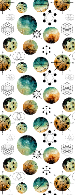 Roller blind with modern colored circles pattern