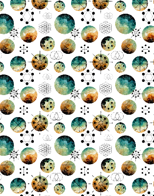 Roller blind with modern colored circles pattern