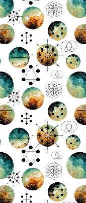 Roller blind with modern colored circles pattern