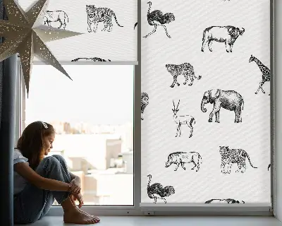 Fabric roller blind with animal print