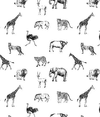 Fabric roller blind with animal print