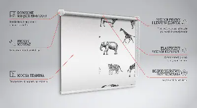 Fabric roller blind with animal print