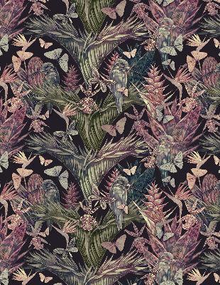 Modern roller blind Exotic plants and birds