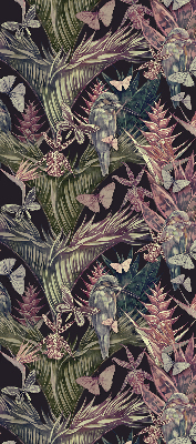 Modern roller blind with exotic plants and birds print