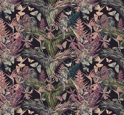 Modern roller blind Exotic plants and birds