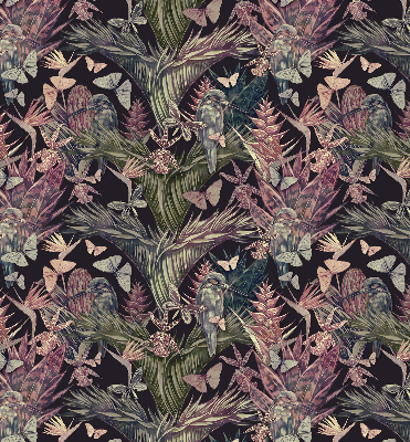 Modern roller blind Exotic plants and birds