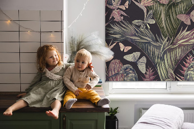 Modern roller blind Exotic plants and birds