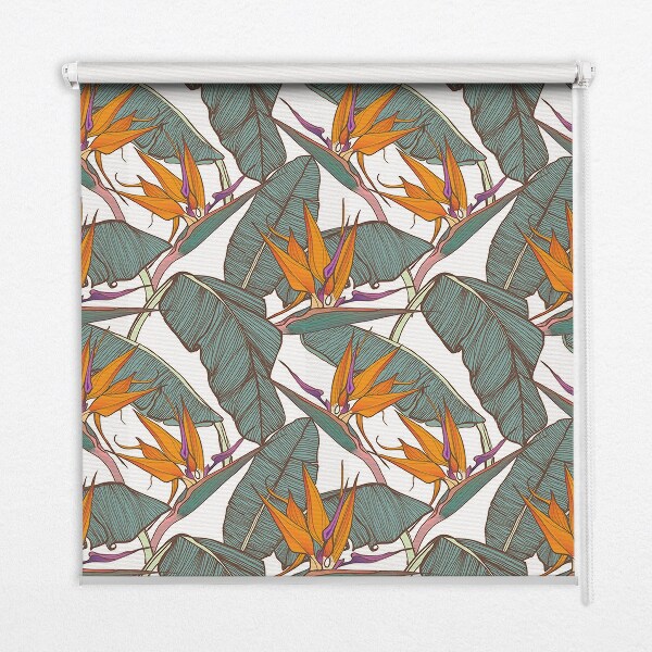 Roller blind for large window Flowers and leaves