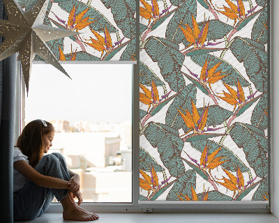Roller blind for large window Flowers and leaves