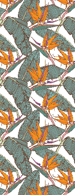 Roller blind for large window with a flowers and leaves print
