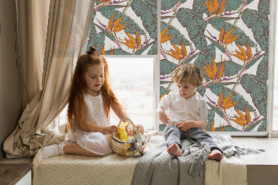 Roller blind for large window Flowers and leaves