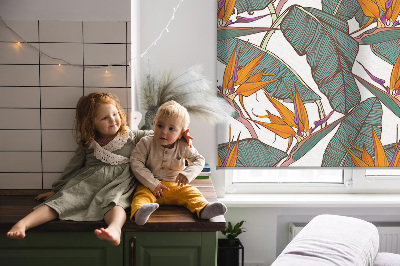 Roller blind for large window Flowers and leaves