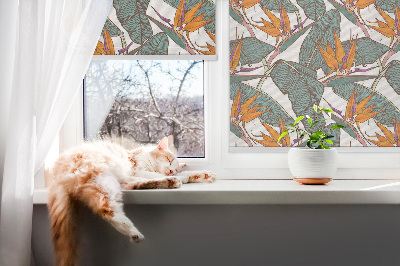 Roller blind for large window Flowers and leaves
