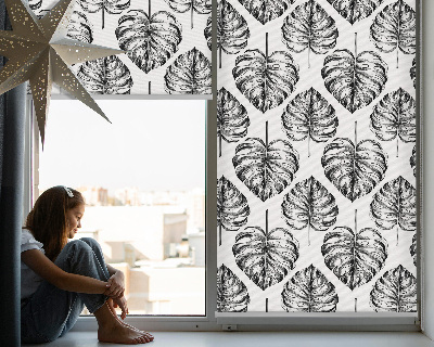 Modern roller blind Gray leaves