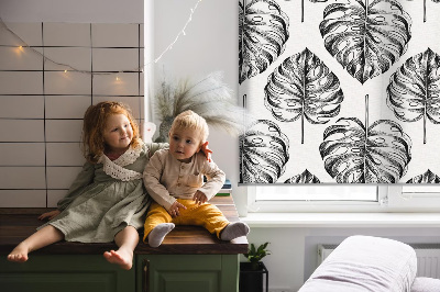 Modern roller blind Gray leaves