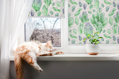 Roller blind for large window Green crystals