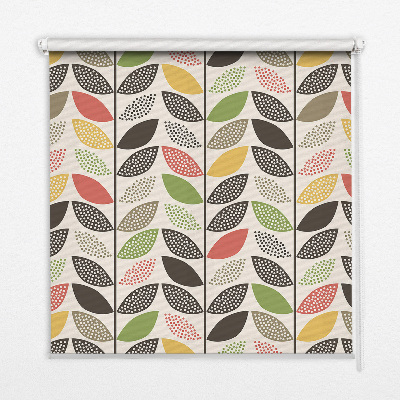 Fabric roller blind with colorful leaves print