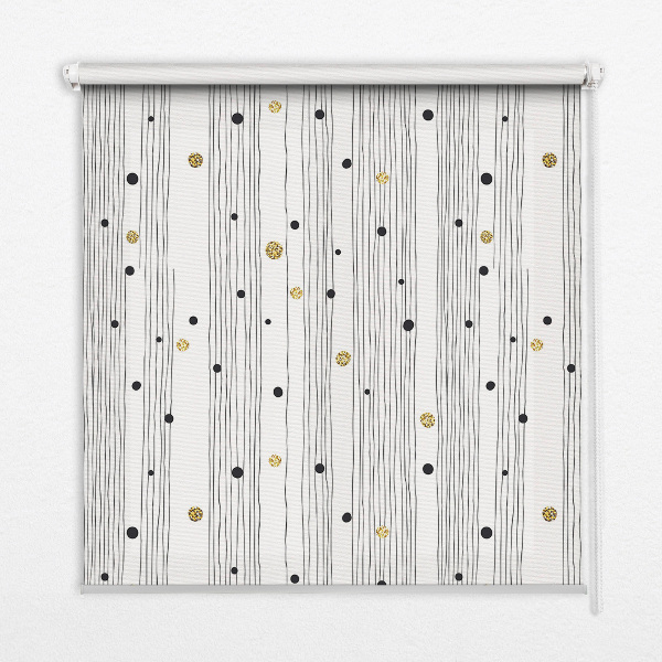 Roller blind for large window stripes and dots pattern