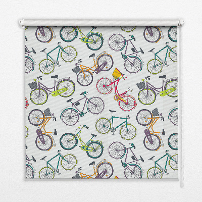 Fabric roller blind in a bicycle pattern