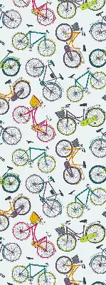 Fabric roller blind in a bicycle pattern