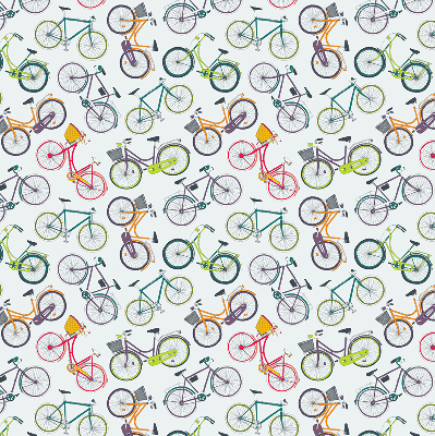Fabric roller blind in a bicycle pattern