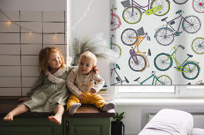 Fabric roller blind in a bicycle pattern