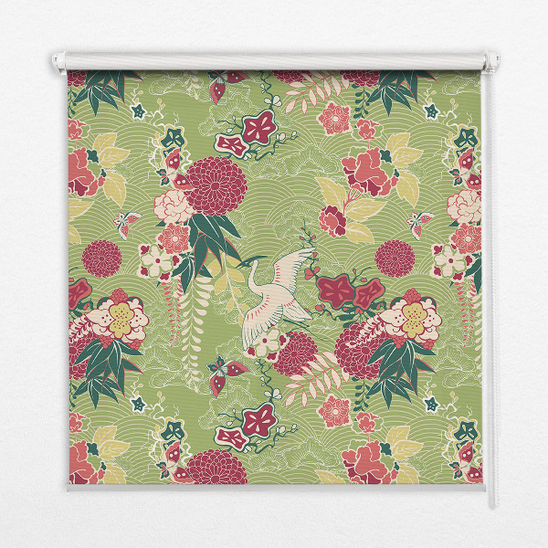 Modern roller blind Heron and plants