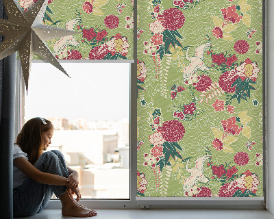 Modern roller blind Heron and plants