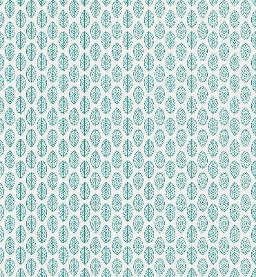 Fabric roller blind with a blue leaves pattern