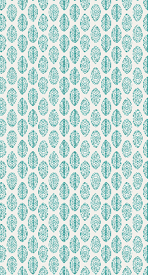 Fabric roller blind with a blue leaves pattern