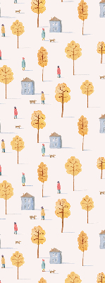 Roller blind for large window Houses among the trees