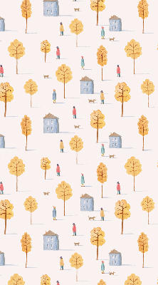 Roller blind for large window Houses among the trees