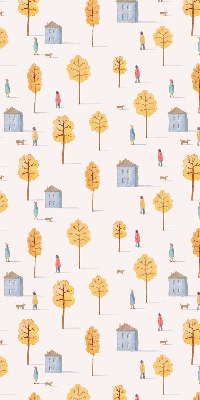 Roller blind for large window Houses among the trees