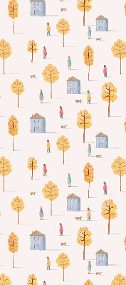 Roller blind for large window Houses among the trees