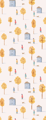 Roller blind for large window Houses among the trees