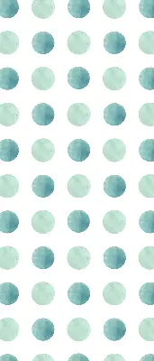 Modern roller blind with turquoise dots on a white background