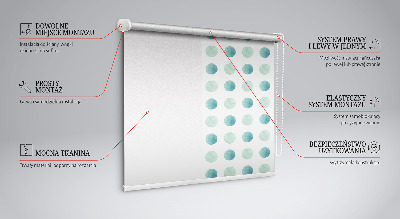 Modern roller blind Turquoise dots on a white background