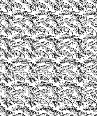 Fabric roller blind fern leaves pattern