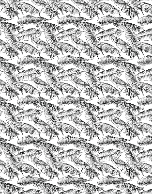 Fabric roller blind fern leaves pattern