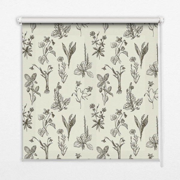 Modern roller blind Drawn flowers