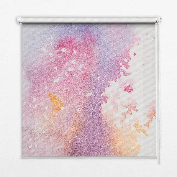 Fabric roller blind artistic paint spill pattern