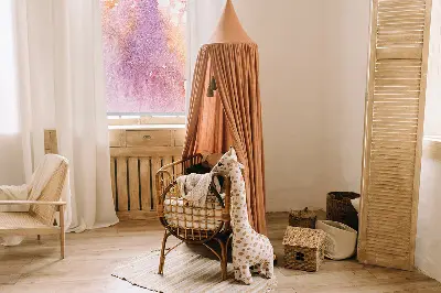 Fabric roller blind artistic paint spill pattern